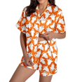 thumbnail image 1 of Women's Pajama Sets Graphic‑printed Satin Button‑style Short‑sleeve Top And Shorts Sleepwear Cute Pajamas Orange M, 1 of 4