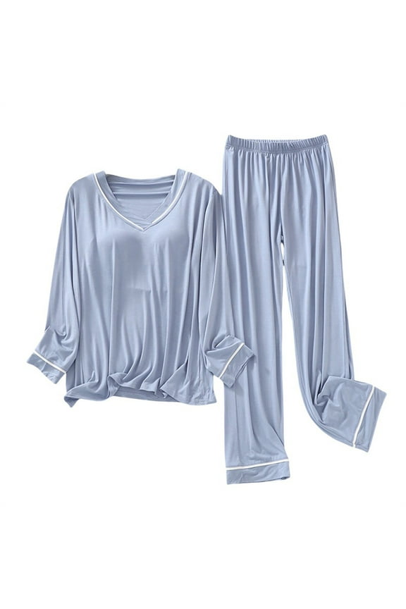 Women's Pajama Sets Long Sleeve Sleepwear Loungewear Petite Set Petite Length Tunic Top Wide Leg Pants Plus Size Womens Clothing