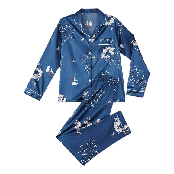 Women's Pajama Sets Long Sleeve Sleepwear Loungewear Sets 2 Pieces Leopard Stripe Fashion Simple Daily Vacation Satin Breathable Gift Lapel Pant Button Elastic Waist Fall Plus Size Womens Clothing