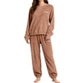 thumbnail image 1 of Women's Pajama Sets Long Sleeve Sleepwear Loungewear Warm Suit For Winter Coral Velvet 2025 New Thickened Plus Velvet Large Size Casual Wearable Home Clothes Plus Size Womens Clothing, 1 of 9