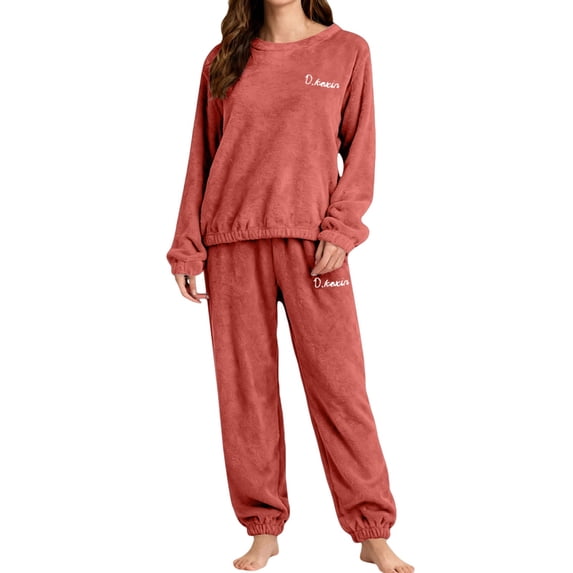 Women's Pajama Sets Long Sleeve Sleepwear Loungewear Warm Suit For Winter Coral Velvet 2025 New Thickened Plus Velvet Large Size Casual Wearable Home Clothes Plus Size Womens Clothing