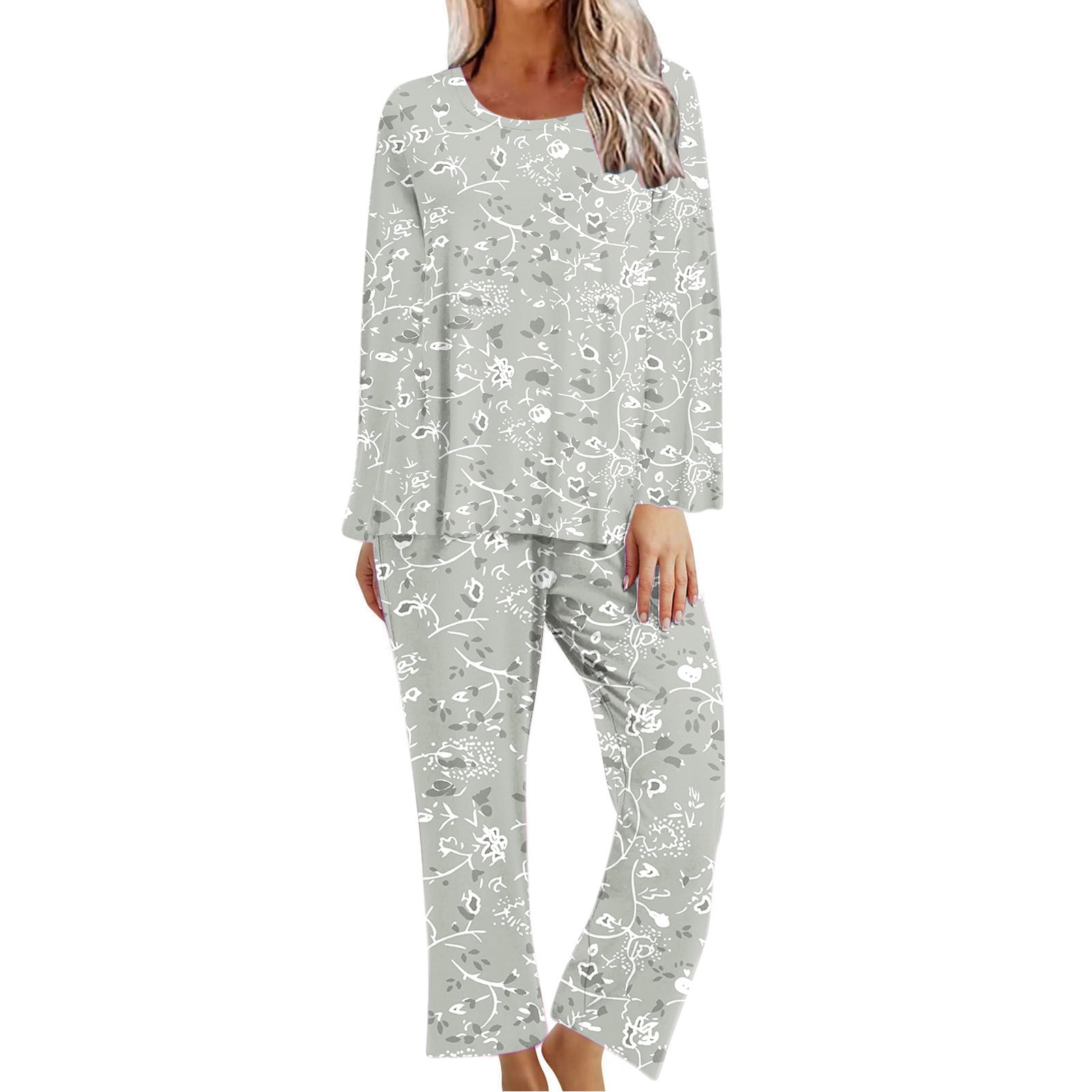 Womens Short Sleeve Pajama Set Button Down Cotton Sleepwear Set Lapel
