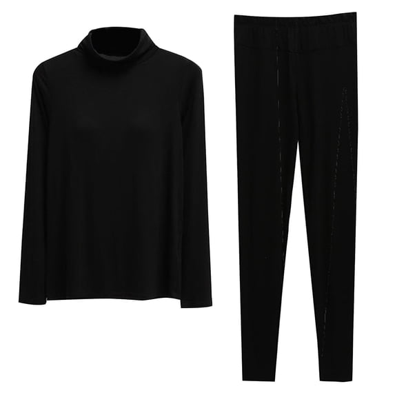 Women's Pajama Sets Oversized Solid Color Breathable Pajama Sets with Pants Summer High Neck Long Sleeve Sleepwear Summer Pjs for Women