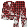thumbnail image 1 of Black and Friday Deals,Women's Pajama Sets Plaid Xmas Printed Long Sleeve Button Up Sleepwear Nightwear Soft Pjs Loungewear Christmas Outfits (2XL, Red 09), 1 of 4