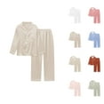 thumbnail image 1 of Women's Pajama Sets – Satin Sleepwear, Cozy Lounge Sets for Relaxation and Comfort Women's Satin Solid Long Sleeve Pajama Set Comfort Loungewear, 1 of 5