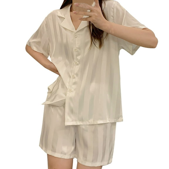 Women's Pajama Sets Short Sleeve Sleepwear Loungewear Set 2 Button Set Plus Size Womens Clothing