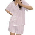 thumbnail image 1 of Women's Pajama Sets Short Sleeve Sleepwear Loungewear Set 2 Button Set Plus Size Womens Clothing, 1 of 4