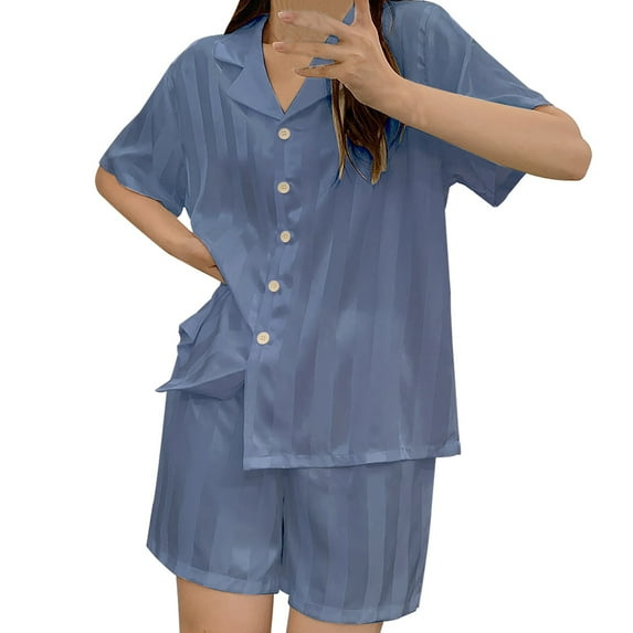 Women's Pajama Sets Short Sleeve Sleepwear Loungewear Set 2 Button Set Plus Size Womens Clothing