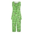 thumbnail image 1 of Women's Pajama Sets Sleeveless Sleepwear Loungewear Summer Sets Pleated Tank Tops And Capris With Pockets Floral Soft Cute 2pcs Plus Size Womens Clothing, 1 of 5