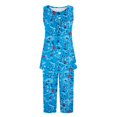 thumbnail image 1 of Women's Pajama Sets Sleeveless Sleepwear Loungewear Summer Sets Pleated Tank Tops And Capris With Pockets Floral Soft Cute 2pcs Plus Size Womens Clothing, 1 of 5