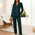thumbnail image 1 of Women's Pajama Sets Soft Pajamas for Women Plaid Long Sleeve Sleepwear Comfy Button down Loungewear Two Piece Sets Women Sleepwear for Women M, 1 of 4