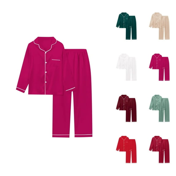 Women's Pajama Sets – Soft Satin Pajama Sets, Elegant Lounge Wear for Relaxation Women's Satin Solid Long Sleeve Pajama Set Comfort Loungewear