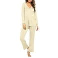thumbnail image 1 of Women's Pajama Sets Women's Solid Color Casual Long Top Pants Pajama Set Pajamas for Women Set Pj Sets for Women，Women s Loungewear Set Loungewear Sets Woman, 1 of 4
