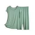 thumbnail image 1 of Women's Pajama Sets Womens Capri Pajama Sets Summer Short Sleeve Top With Capri Pants Soft 2 Pajamas,Green Women Pajama Sets XXL, 1 of 6