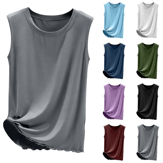 Women's Pajama Tank Top Summer Crew Neck Sleeveless Sleep T-Shirt Casual Loose Loungewear Tops