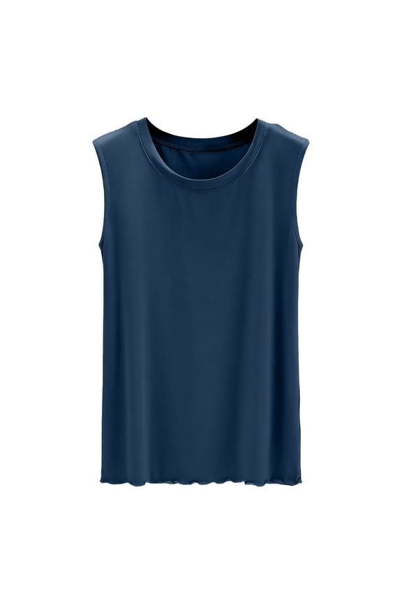Women's Pajama Tank Top Summer Crew Neck Sleeveless Sleep T-Shirt Casual Loose Loungewear Tops
