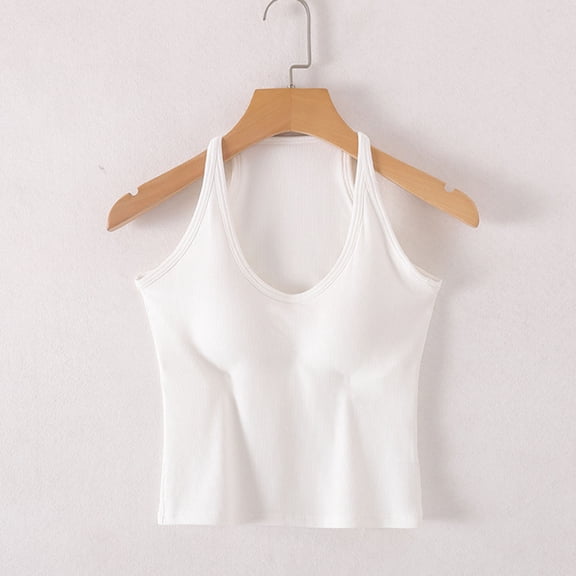 Women's Pajama Tops Tank Top Bra Tank Top with Built In Bra Womens Sleepwear Womens Sleep Tank Tops Fashion Women's Solid Color with Chest Pad No Steel Rings Bottom Underwear Short Sleeve Pajama