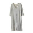 thumbnail image 1 of Women's Pajama Tops Women's Summer Short-Sleeved V-Neck Solid Color Nightdress Mid-Calf Nightdress Gray M, 1 of 4