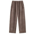 thumbnail image 1 of Women's Pajamas Pants Flannel Elastic High Waisted Solid Color Casual Loose Fit Homewear Pant with Pockets (L, Coffee), 1 of 6