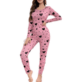 thumbnail image 1 of Women's Pajamas Set 2 Piece Heart Printed Lounge Set Long Sleeve Sleepwear Loungewear Outfits Matching Clothes, 1 of 6