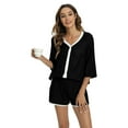 thumbnail image 1 of Women's Pajamas Set 3/4 Sleeve Button Top and Shorts Soft Nightwear 2 Piece Pajama Set Casual Lounge Sets, 1 of 6