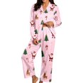 thumbnail image 1 of Women's Pajamas Set JIANLAI Women's Christmas Printed Notch Collar Pajama Set Button Down Long Sleeve Top and Long Pants Loungewear Outfit Soft Casual Sleepwear, 1 of 3