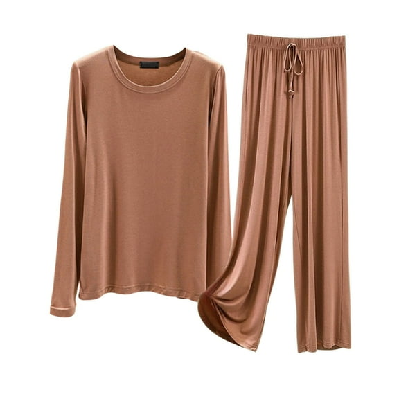 Women's Pajamas Set Modal Pajamas Women Long Sleeve Crew Neck Sleepwear Nightwear 2 Piece Pajama Set for Women Gift for Her XL
