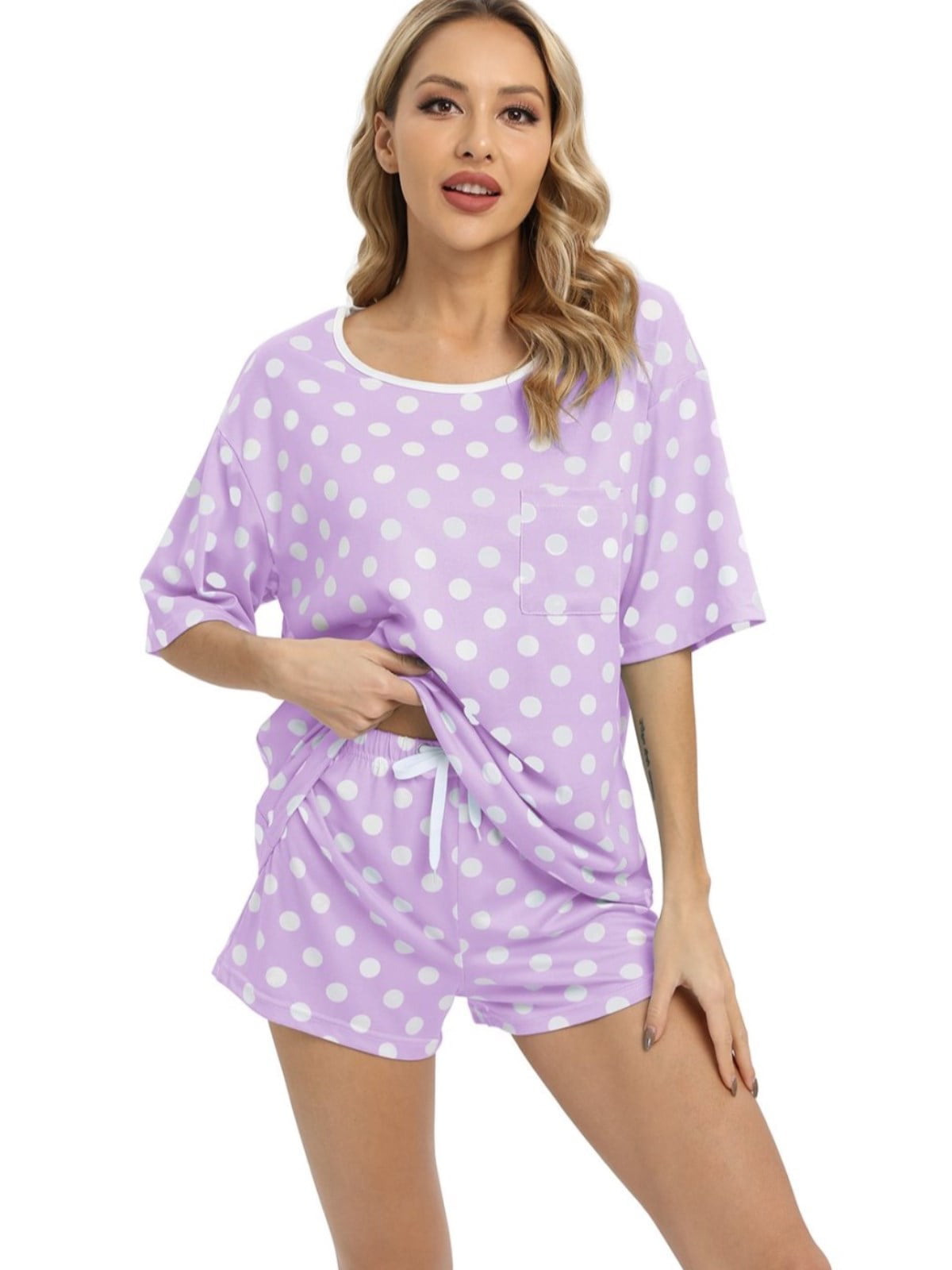 2-Piece Pajama Joyspun Women's Short Sleeve Knit Notch Collar Top