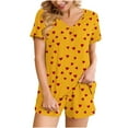 thumbnail image 1 of Women's Pajamas Sets Short Sleeve Lounge Sets Sleepwear Heart T-Shirts Shorts Casual Two Piece Pjs Set, M, 1 of 7