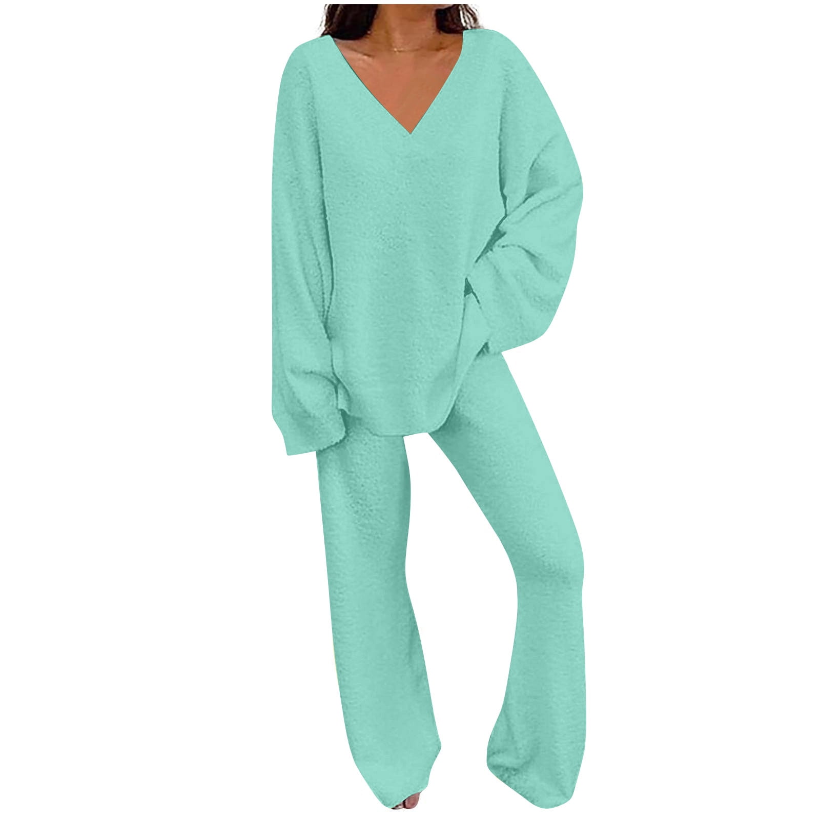 Womens Themal Underwear 2 Piece Set Warm Winter Pajamas Fleece Lined Tops  and Pants Thick Plush Lounge Sets Sleepwear : : Clothing, Shoes 