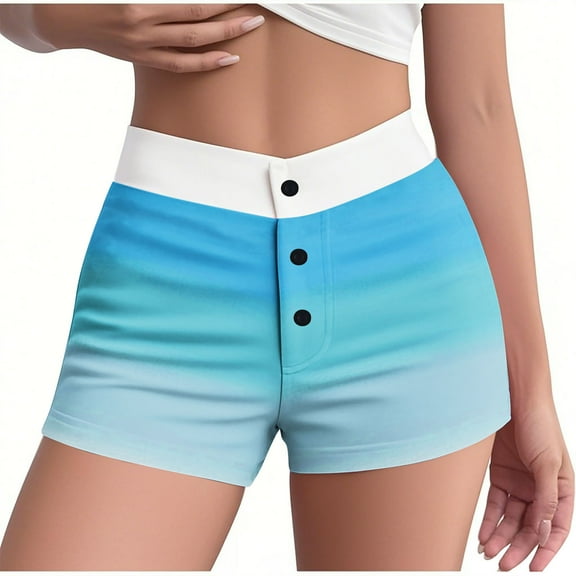 Women's Pajamas Shorts Summer Striped Elastic Waist Button High Waist Slim Pajamas Shorts