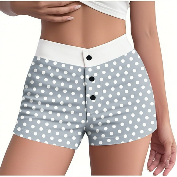 Women's Pajamas Shorts Under $5 Summer Striped Elastic Waist Button High Waist Slim Pajamas Shorts