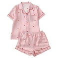 thumbnail image 1 of Women's Pajamas Soft Shorts Pjs Set with Heart Print Short Sleeve Tops Sleepwear Homewear, 1 of 8