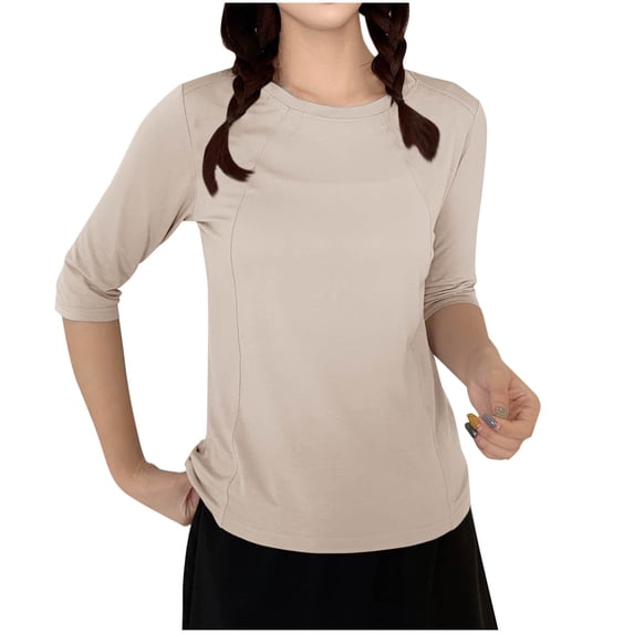 Women's Pajamas Tops 3/4 Sleeve Sleep Shirt Modal Crew Neck Tees Lightweight Breathable Comfy Loose Fit Loungewear