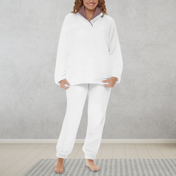 Women’s Pajamas Women's Sleepwear Solid Long Sleeve Pajamas Two Piece Set Home Pajamas Women Fall Pajamas Women Cute Pajama Sets for Women Matching Pajama Set for Women