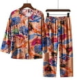 thumbnail image 1 of Women's Pajamas Women's Summer Two Piece Set Long Sleeve Round Neck Pajama Set Printed Pants Set Pj Sets for Woman Comfy Pajamas for Women Set Winter Pajamas for Women, 1 of 3