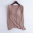 thumbnail image 1 of Women’s Pajamas Womens Pajama Tops Women Sleepwear Women's Color Household Clothes with Chest Pads T-Shirt Long Sleeved Pajama Comfortable Base for External Wear Round Neck, 1 of 3