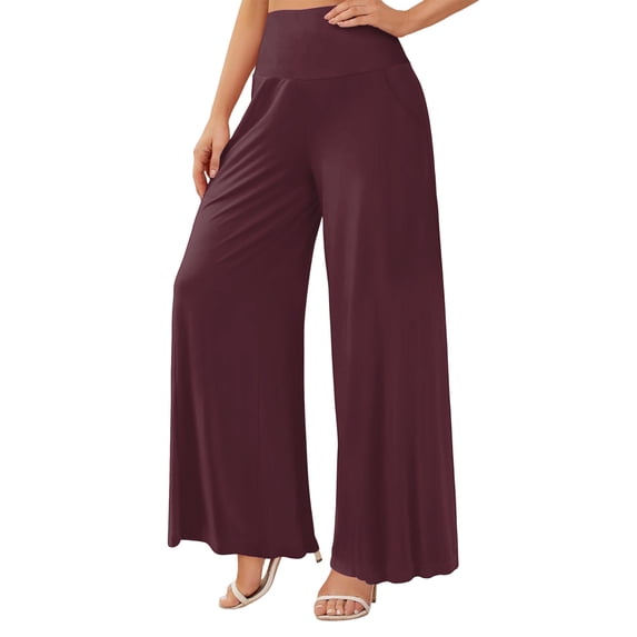 Women's Palazzo Lounge Wide Leg Casual High Waist Flowy Pants with Pockets 3XL