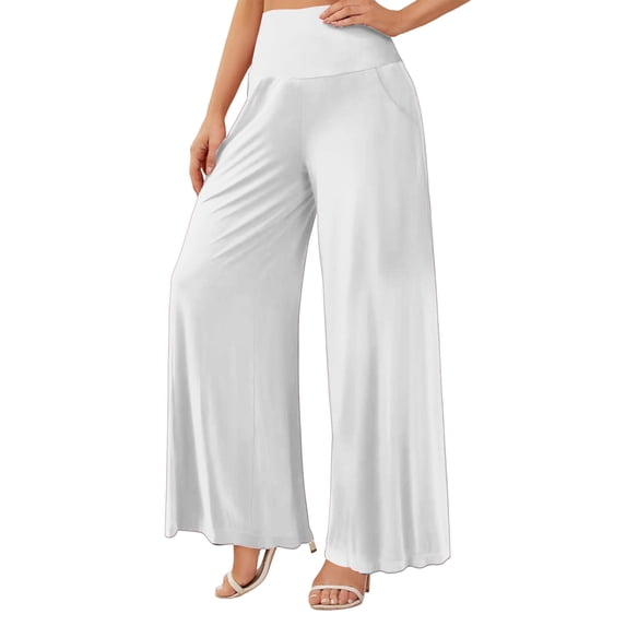 Women's Palazzo Lounge Wide Leg Casual High Waist Flowy Pants with Pockets S