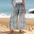 thumbnail image 1 of Women's Palazzo Pants Boho Floral High Waisted Pants Flowy Wide Leg Trousers with Pockets Women Casual Lounge Gray S, 1 of 5