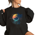 thumbnail image 1 of Women's Palm Sunset Graphic Comfortable Sweatshirt Top Breathable Round-neck long-sleeved Black S-3XL, 1 of 6