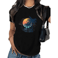 thumbnail image 1 of Women's Palm Sunset Graphic Comfortable T Shirt Casual Cotton Short Sleeve Round Neck Top Black S-5XL, 1 of 5