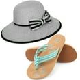 thumbnail image 1 of Women's Panama Styled Woven Straw Hat and Foam Flip Flop Sandals Set US Women's Shoe Sizes 7-10, 1 of 5