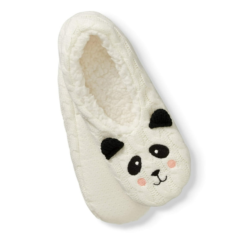 Women s Panda Cable Knit Pull On Slipper Socks Walmart