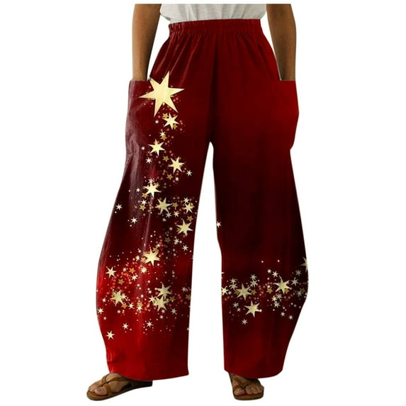 Women's Pant Christmas Graphic Wide Leg Loose Pants Casual Versatile Trousers