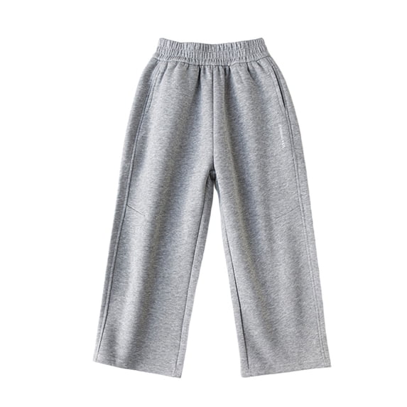 Boys & Girls Pants Loose Wide Leg Casual Trousers, Elastic High Waist Soft Stretch with 2 Side Pockets,Light Gray,14-15 Years
