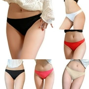 Women's Panties Briefs Breathable Low Waist Belly Pants Silk Crotch Peach Lifting Underwear Seamless Bikini,6 Pack
