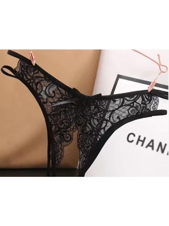 Women's Panties Crotch Opening Transparent G-strings Thongs Sexy Lingeries Solid Bowknot Underwear for Ladies Women