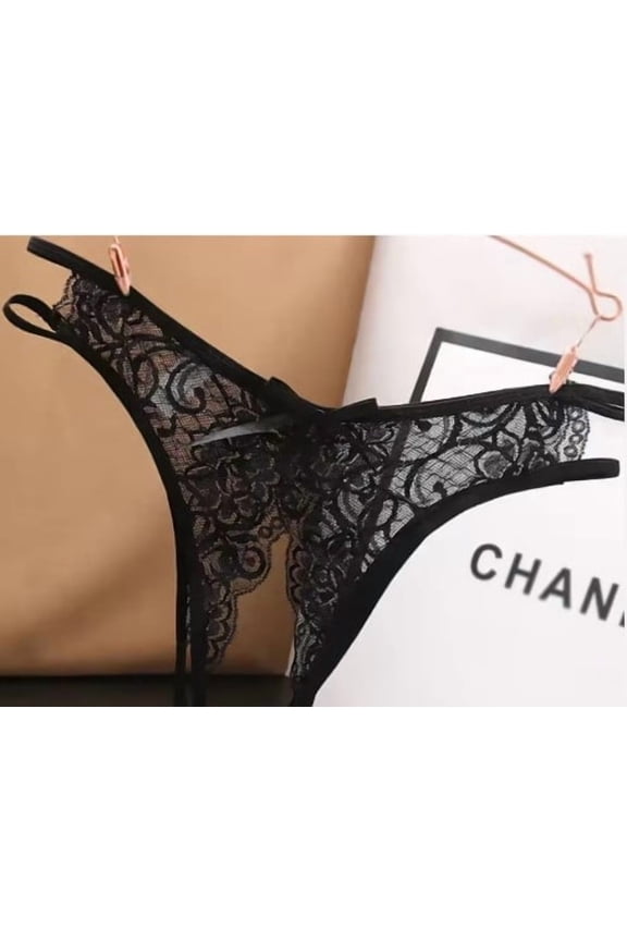 Women's Panties Crotch Opening Transparent G-strings Thongs Sexy Lingeries Solid Bowknot Underwear for Ladies Women