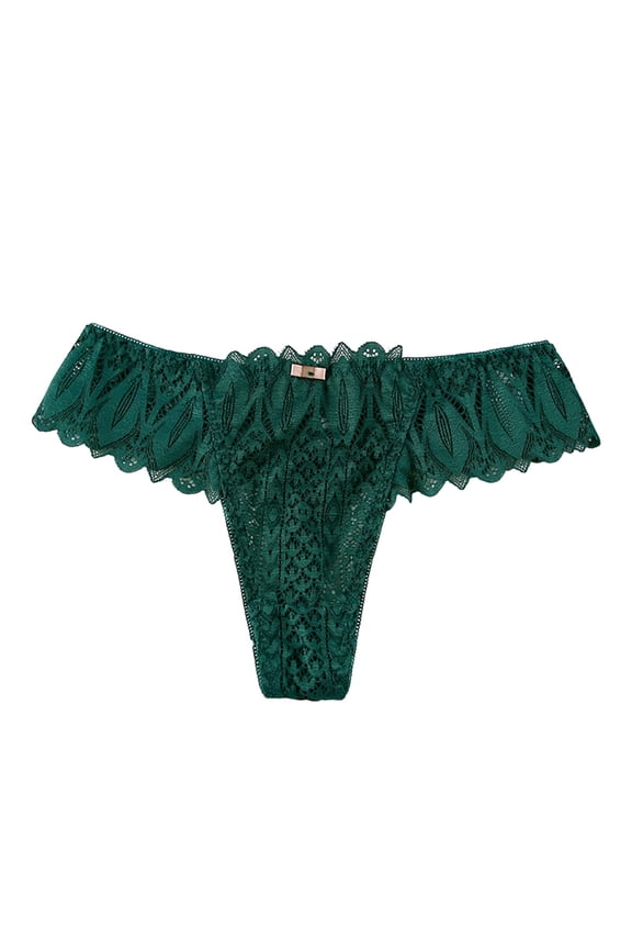 Women's Panties Custom Letter Logo Low Waist Striped No Show Bikini Thongs for Women Underwear with Branding Comfortable Fit Breathable Seamless Back Coverage Easy Care Green XL